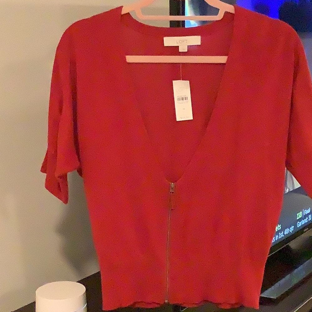 NWT Loft lightweight sweater. Beautiful shape of red.